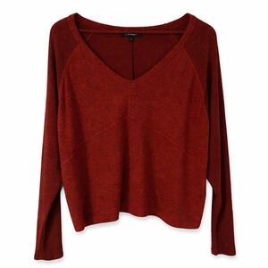 Lulus Burgundy V-Neck Sweater Small Knit Long Sleeve Sweater